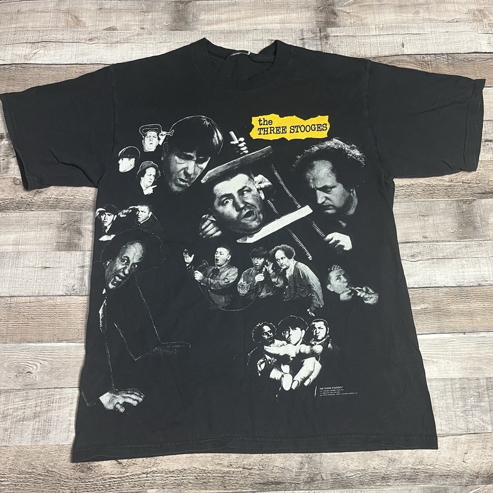 Three Stooges Shirt Size Large Black Vintage 90s 1991 Funny Nostalgic Tee
